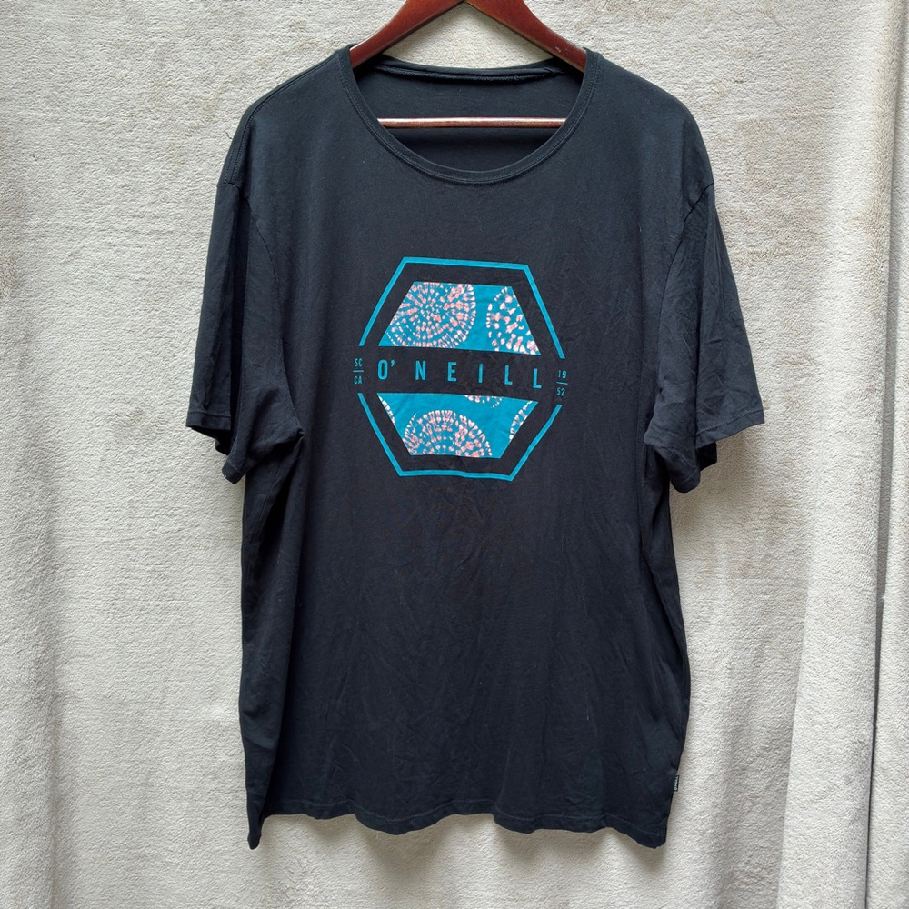 Men's O'Neill Black Teal Graphic Short Sleeve Tee Shirt L